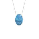natural larimar oval shape pendant necklace