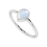 rainbow moonstone pear cab stackable bezel-set ring