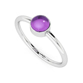 amethyst round cab stackable bezel-set ring