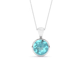 natural paraiba-apatite round shape pendant necklace