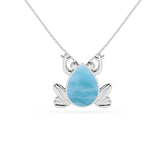 natural larimar frog shape pendant necklace