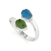 emerald-neon-apatite rough shape stackable bezel-set ring