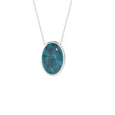natural chrysocolla oval shape pendant necklace