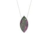 natural ruby-zoisite marquise shape pendant necklace