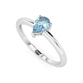 sky blue topaz pear cut stackable prong-set ring