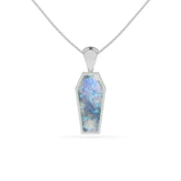 natural rainbow-moonstone coffin shape pendant necklace