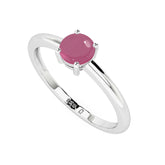 pink tourmaline round cab stackable prong-set ring