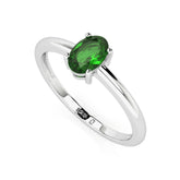 chrome diopside oval cut stackable prong-set ring