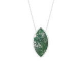 natural green-moonstone marquise shape pendant necklace
