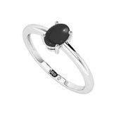black onyx oval cab stackable prong-set ring