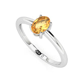 citrine oval cut stackable prong-set ring