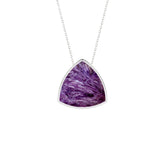 natural charoite trillion shape pendant necklace