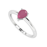 pink tourmaline pear cab stackable prong-set ring