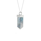 natural rainbow-moonstone pentagon shape pendant necklace
