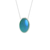 natural green-moonstone oval shape pendant necklace