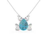 natural compressed-turquoise frog shape pendant necklace