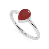 red garnet pear cab stackable bezel-set ring