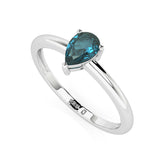 london blue topaz pear cut stackable prong-set ring