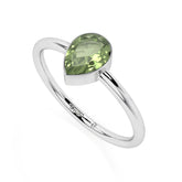moldavite pear cut stackable bezel-set ring