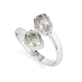 petroleum-quartz rough shape stackable bezel-set ring