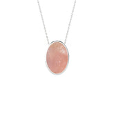 natural rose-quartz oval shape pendant necklace