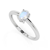 rainbow moonstone oval cut stackable prong-set ring