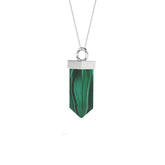 natural malachite pentagon shape pendant necklace