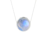 natural blue-moonstone round shape pendant necklace
