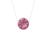natural pink-tourmaline round shape pendant necklace