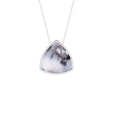 natural dendritic-opal trillion shape pendant necklace