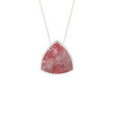 natural pink-moonstone trillion shape pendant necklace