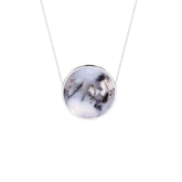 natural dendritic-opal round shape pendant necklace