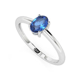 kyanite oval cut stackable prong-set ring