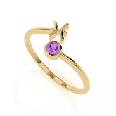 pisces zodiac ring with natural amethyst gold vermeil