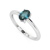 london blue topaz oval cut stackable prong-set ring