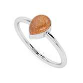 sunstone pear cab stackable bezel-set ring