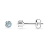 natural aquamarine round shape stud earrings