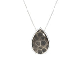 natural petoskey pear shape pendant necklace