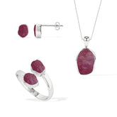 ruby rough shape stackable bezel Jewelry set