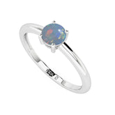 australian opal round cab stackable prong-set ring