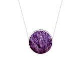 natural charoite round shape pendant necklace