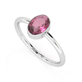 pink tourmaline oval cut stackable bezel-set ring