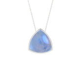 natural blue-moonstone trillion shape pendant necklace