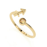 sagittarius zodiac ring with natural citrine gold vermeil
