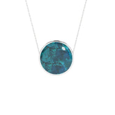 natural chrysocolla round shape pendant necklace