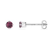natural rhodolite garnet round shape stud earrings