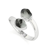 tourmalated-quartz rough shape stackable bezel-set ring