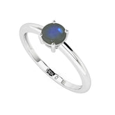 labradorite round cab stackable prong-set ring