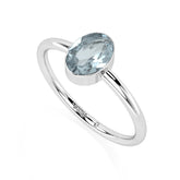 aquamarine oval cut stackable bezel-set ring
