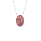 natural pink-moonstone oval shape pendant necklace